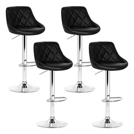 Artiss 4x Bar Stools Leather Padded Gas Lift Black