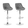 Artiss 2x Bar Stools Leather Padded Gas Lift Grey