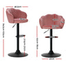 Artiss 2x Bar Stools Gas Lift Velvet Pink