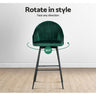 Artiss 2x Bar Stools Velvet Swivel Metal Legs Green