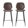 Artiss Set of 2 Bar Stools Kitchen Stool Barstool Dining Chairs Leather Brown Kingsley