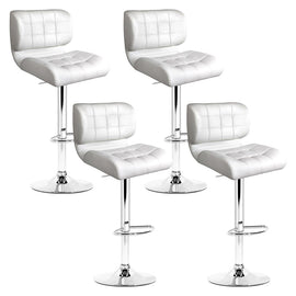 Artiss 4x Bar Stools Gas Lift Leather Padded White