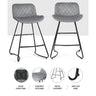 Artiss 2x Bar Stools Velvet Seat Metal Legs Grey