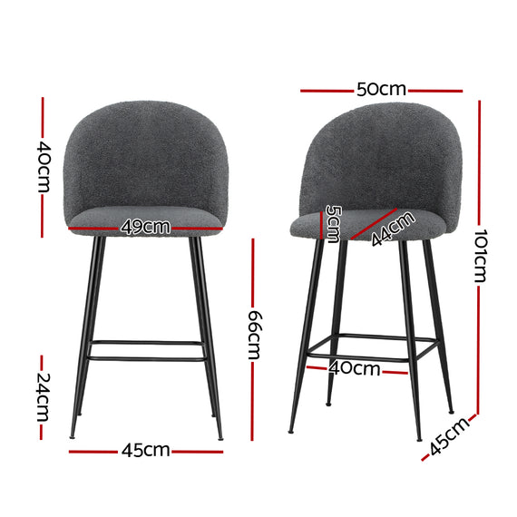 Artiss Bar Stools Kitchen Counter Barstools Sherpa Metal Chairs x2