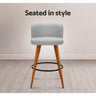 Artiss 4x Bar Stools Linen Padded Wooden Grey