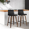 Artiss 2x Bar Stools Swivel Leather Padded Wooden