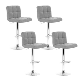 Artiss 4x Bar Stools Leather Gas Lift Grey