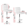 Artiss 2x Bar Stools Leather Gas Lift White