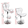 Artiss 2x Bar Stools Gas Lift Leather Seat White