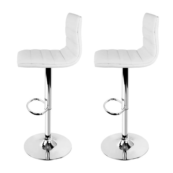 Artiss 2x Bar Stools Padded Leather Gas Lift White