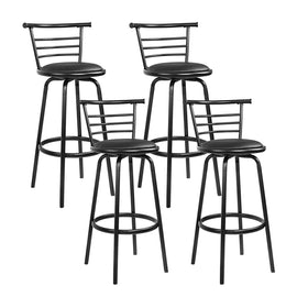 Artiss 4x Bar Stools Swivel Leather Padded Metal