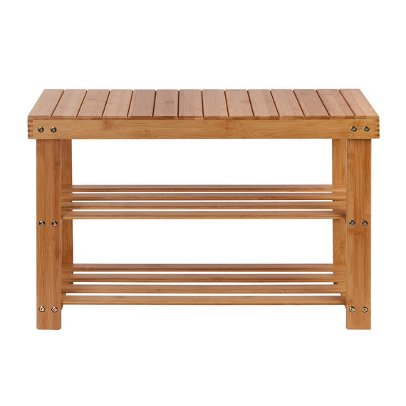 Artiss Bamboo Shoe Rack Wooden Seat Bench Organiser Shelf Stool