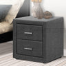 Artiss Bedside Table 2 Drawers Fabric - CADEN Grey