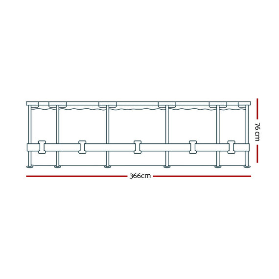 Bestway Swimming Pool 366x76cm Steel Frame Round Above Ground Pools w/ Filter Pump 6473L