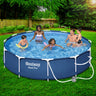 Bestway Swimming Pool 366x76cm Steel Frame Round Above Ground Pools w/ Filter Pump 6473L