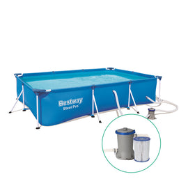 Bestway Swimming Pool 300x201x66cm Steel Frame Above Ground Pools w/ Filter Pump 3300L