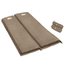 Weisshorn Self Inflating Mattress Camping Sleeping Mat Air Bed Double Set Coffee