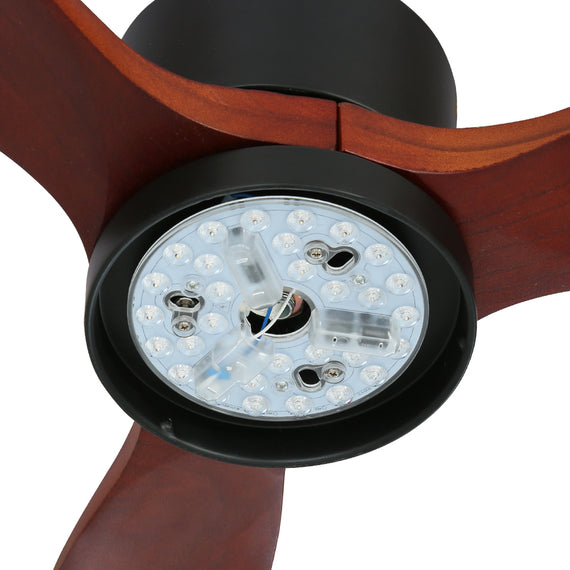 Devanti 52'' Ceiling Fan AC Motor 3 Blades w/Light - Dark Wood