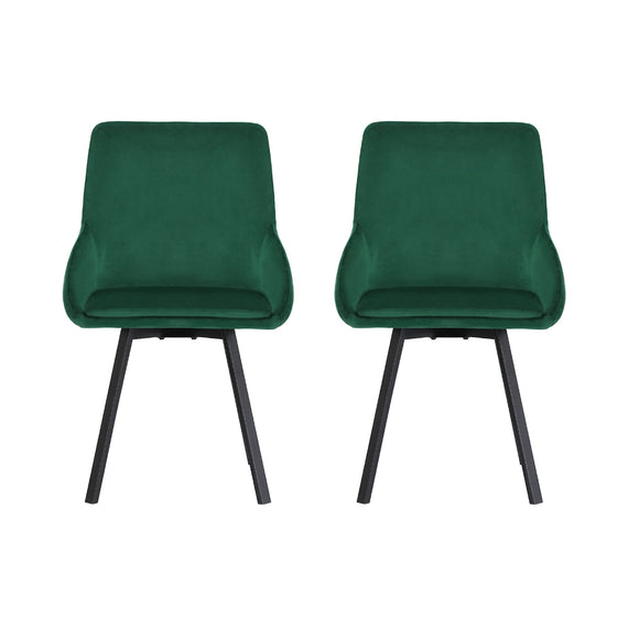 Artiss Dining Chairs Set Of 2 Velvet Upholstered Green Cafe Kirtchen Chairs