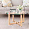 Artiss Coffee Table Round 80CM Tempered Glass