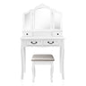 Artiss Dressing Table Stool Set Foldable Mirror White