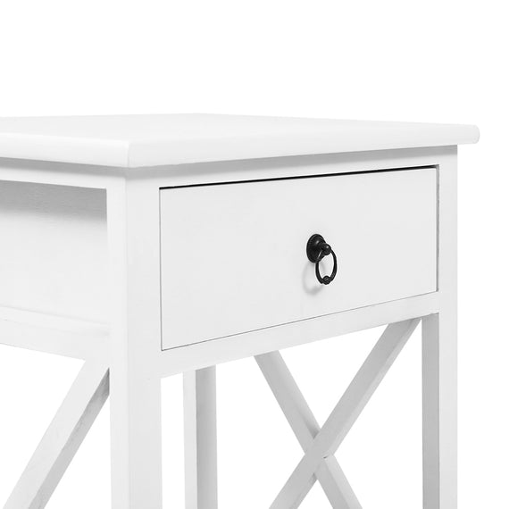 Artiss Bedside Table 1 Drawer with Shelf x2 - EMMA White