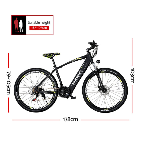 Phoenix 27.5 Inch Electric Bike Mountain Bicycle eBike Built-in Battery