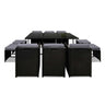 Gardeon Outdoor Dining Set 11 Piece Wicker Table Chairs Setting Black