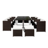 Gardeon 11 Piece PE Wicker Outdoor Dining Set - Brown & White