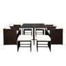 Gardeon 9 Piece Wicker Outdoor Dining Set - Brown & White