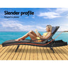 Gardeon Sun Lounge Wicker Lounger Outdoor Furniture Beach Chair Armrest Adjustable Black