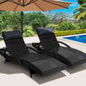 Gardeon Set of 2 Sun Lounge Outdoor Furniture Wicker Lounger Rattan Day Bed Garden Patio Black