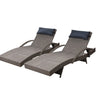 Gardeon 2x Sun Lounge Wicker Lounger Outdoor Furniture Beach Armchair Adjustable Grey&Beige