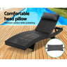 Gardeon 2PC Sun Lounge Wicker Lounger Outdoor Furniture Beach Chair Garden Adjustable Black