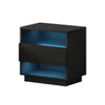 Artiss Bedside Table LED with 2 Shelves - HANA Black