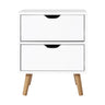 Artiss Bedside Table 2 Drawers - BODEN White