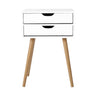 Artiss Bedside Table 2 Drawers - BODIE White