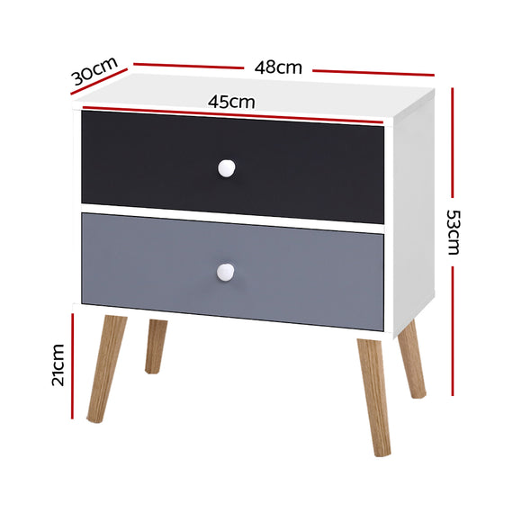 Artiss Bedside Table 2 Drawers - BONDS White