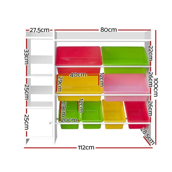 Keezi Kids Toy Box 8 Bins Bookshelf Storage Rack Organiser Toy Display