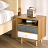 Artiss Bedside Table 2 Drawers with Shelf - BERTHA Oak