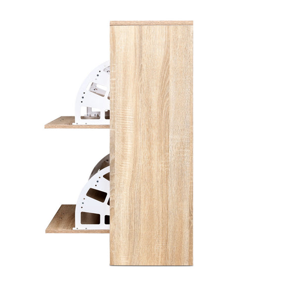 Artiss Shoe Cabinet Shoes Storage Rack 24 Pairs Organiser Shelf Cupboard Oak