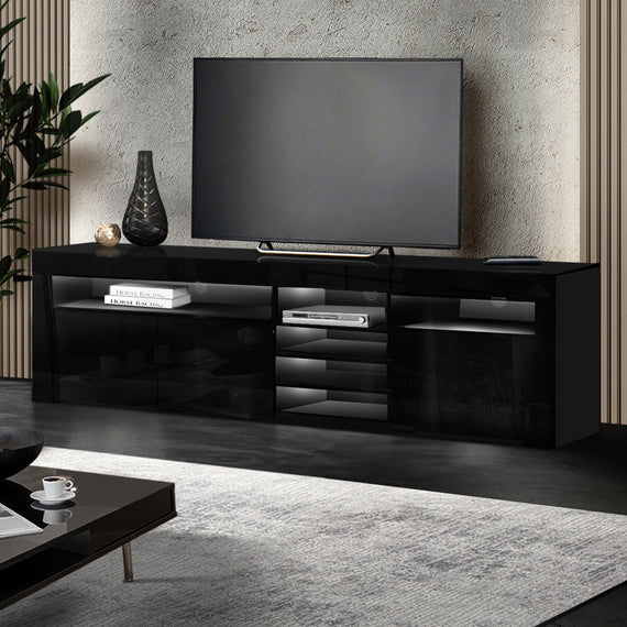 Artiss Entertainment Unit TV Cabinet LED 180cm Black Bobi