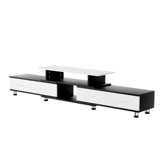 Artiss TV Cabinet Entertainment Unit Stand Wooden 160CM To 220CM Storage Drawers Black White