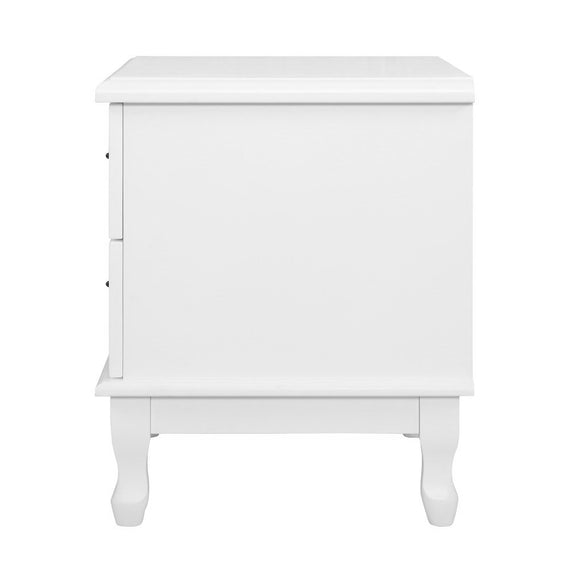 Artiss Bedside Table 2 Drawers - KUBI White