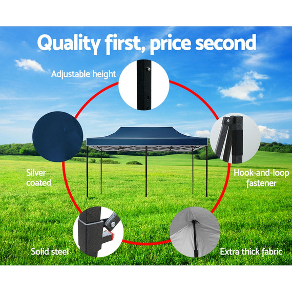 Instahut Gazebo Pop Up Marquee 3x6 Outdoor Tent Folding Wedding Gazebos Navy