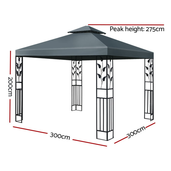 Instahut Gazebo 3x3m Party Marquee Outdoor Wedding Event Tent Iron Art Canopy