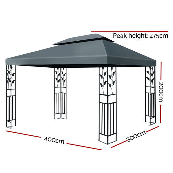 Instahut Gazebo 4x3m Party Marquee Outdoor Wedding Event Tent Iron Art Canopy