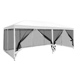 Instahut Gazebo Pop Up Marquee 3x6m Wedding Mesh Side Wall Outdoor Gazebos White