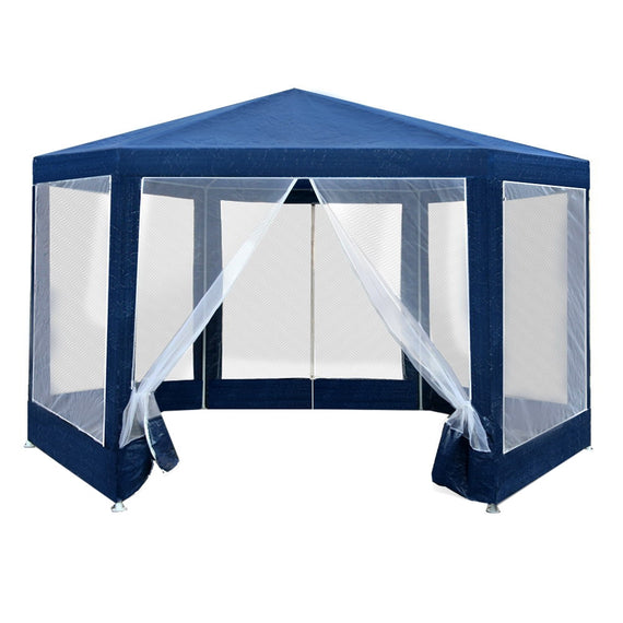 Instahut Gazebo?2x2m Marquee Wedding Party Tent Outdoor Camping Mesh Wall Canopy Shade Gazebos Navy