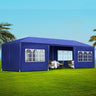 Instahut Gazebo 3x9m Marquee Wedding Party Tent Outdoor Camping Side Wall Canopy 8 Panel Blue